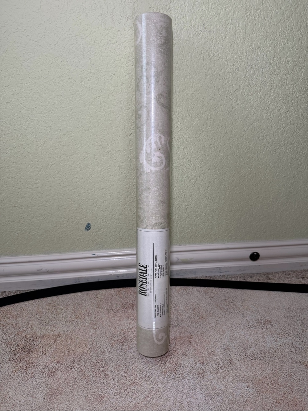 Rolled Light Green Scroll Wallpaper